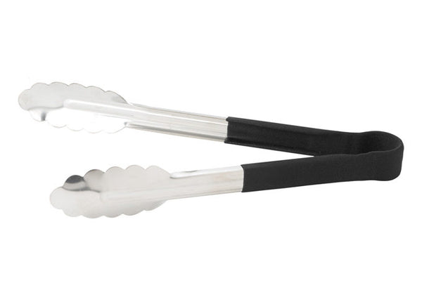 9" Heat Resistant Heavy-Duty Utility Tongs with Polypropylene Handle / Black *(6 Qty of Package)