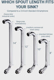 14 Inch Swivel Spout Replacement Kit for Commercial Kitchen Sink Faucet 1.8 GPM Stainless Steel Swivel Swing Add-on Nozzle