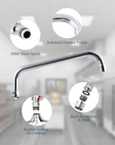14 Inch Swivel Spout Replacement Kit for Commercial Kitchen Sink Faucet 1.8 GPM Stainless Steel Swivel Swing Add-on Nozzle