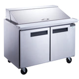 DSP36-15M-S2 2-Door Commercial Food Prep Table Refrigerator in Stainless Steel with Mega Top