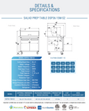 DSP36-15M-S2 2-Door Commercial Food Prep Table Refrigerator in Stainless Steel with Mega Top
