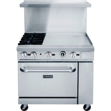 DCR36-2B24GM 36″ Gas Range with Two (2) Open Burners & 24″ Griddle