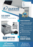DCR36-2B24GM 36″ Gas Range with Two (2) Open Burners & 24″ Griddle