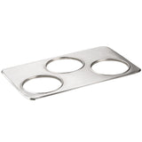 3 Hole Steam Table Adapter Plate with 6 3/8" Holes - for 4 Qt. Insets