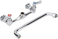 Commercial Wall Mount Kitchen Sink Faucet 8 Inches Centers with 10 Inches Swing Spout