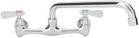 Commercial Wall Mount Kitchen Sink Faucet 8 Inches Centers with 12 Inches Swing Spout