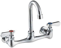 Commercial Wall Mount Kitchen Sink Faucet 8 Inches Centers with 8 Inches Hight Gooseneck Nozzle