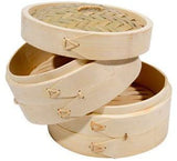 10" Bamboo Steamer Set (Includes 2 Steamers & 1 Cover) iPro Kitchenware