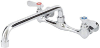 Commercial Wall Mount Kitchen Sink Faucet 8 Inches Centers with 10 Inches Swing Spout