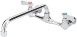 Commercial Wall Mount Kitchen Sink Faucet 8 Inches Centers with 10 Inches Swing Spout