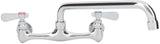 Commercial Wall Mount Kitchen Sink Faucet 8 Inches Centers with 10 Inches Swing Spout