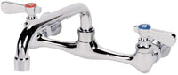 Commercial Wall Mount Kitchen Sink Faucet 8 Inches Centers with 8 Inches Swing Spout