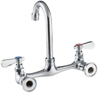 Commercial Wall Mount Kitchen Sink Faucet 8 Inches Centers with 8 Inches Hight Gooseneck Nozzle