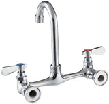 Commercial Wall Mount Kitchen Sink Faucet 8 Inches Centers with 8 Inches Hight Gooseneck Nozzle