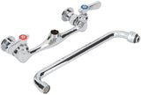 Commercial Wall Mount Kitchen Sink Faucet 8 Inches Centers with 12 Inches Swing Spout