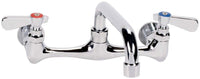 Commercial Wall Mount Kitchen Sink Faucet 8 Inches Centers with 8 Inches Swing Spout