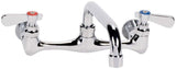 Commercial Wall Mount Kitchen Sink Faucet 8 Inches Centers with 6 Inches Swing Spout
