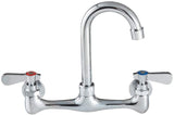Commercial Wall Mount Kitchen Sink Faucet 8 Inches Centers with 8 Inches Hight Gooseneck Nozzle