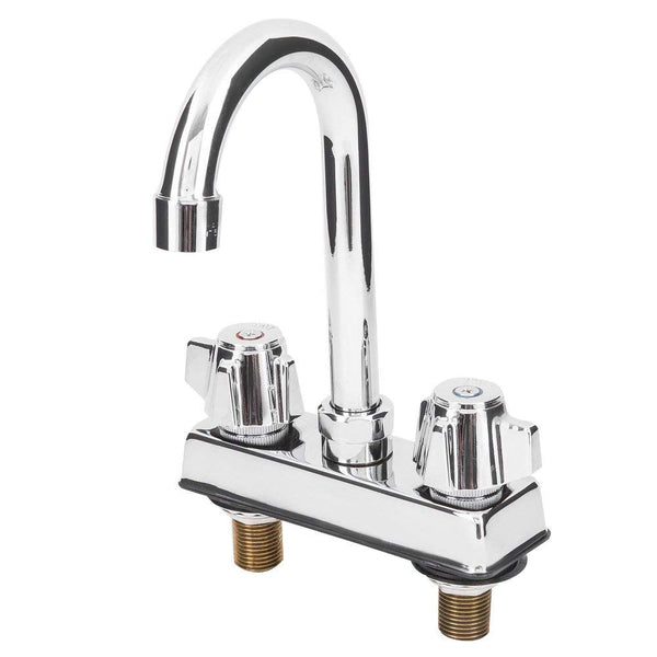 Deck Mount Faucet with 4 Inches Centers and 8 Inches Gooseneck Swing Spout
