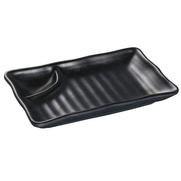 Yanco BP-4010 Melamine Compartment Plate - 10" x 5 1/2", Black *(24 Piece of Case)