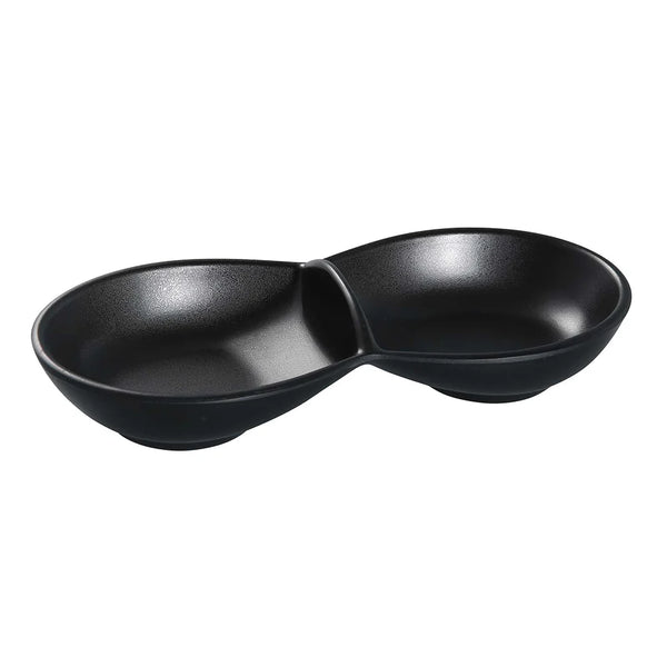 Yanco BP-4032 Melamine Sauce Bowl w/ (2) 6 oz Compartments, Black *(48 Piece of Case)