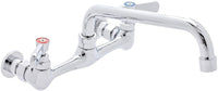 Commercial Wall Mount Kitchen Sink Faucet 8 Inches Centers with 8 Inches Swing Spout
