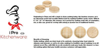 8 Inches Bamboo Steamer Set Includes 2 Steamers and 1 Cover