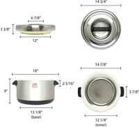 Thunder Group SEJ72000 40 cup Sushi Rice Container - Stainless Steel Liner & Exterior