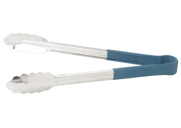 12" Heat Resistant Heavy-Duty Utility Tongs with Polypropylene Handle / Blue *(6 Qty of Package)
