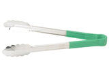 12" Heat Resistant Heavy-Duty Utility Tongs with Polypropylene Handle / Green *(6 Qty of Package)