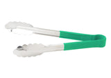 9" Heat Resistant Heavy-Duty Utility Tongs with Polypropylene Handle / Green *(6 Qty of Package)