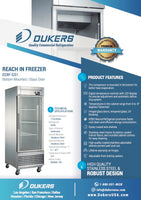 D28F-GS1 Bottom Mount Glass Single Door Commercial Reach-in Freezer