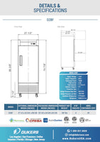 D28F Single Door Commercial Freezer in Stainless Steel