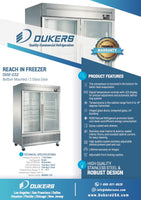 D55F-GS2 Bottom Mount Glass 2-Door Commercial Reach-in Freezer