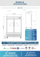D55F-GS2 Bottom Mount Glass 2-Door Commercial Reach-in Freezer