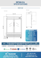 D55R-GS2 Bottom Mount Glass 2-Door Commercial Reach-in Refrigerator