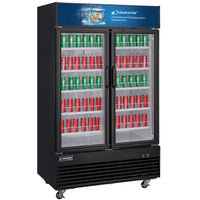 DSM-48R Commercial Glass Swing 2-Door Merchandiser Refrigerator in Black