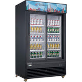 DSM-47SR Commercial Glass Sliding 2-Door Merchandiser Refrigerator in Black