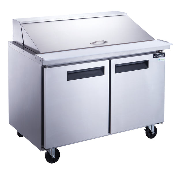 DSP48-18M-S2 2-Door Commercial Food Prep Table Refrigerator in Stainless Steel with Mega Top