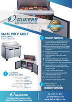 DSP48-18M-S2 2-Door Commercial Food Prep Table Refrigerator in Stainless Steel with Mega Top