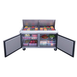 DSP60-24M-S2 2-Door Commercial Food Prep Table Refrigerator in Stainless Steel with Mega Top