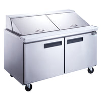 DSP60-24M-S2 2-Door Commercial Food Prep Table Refrigerator in Stainless Steel with Mega Top