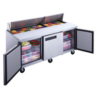 DSP72-20-S3 3-Door Commercial Food Prep Table Refrigerator in Stainless Steel