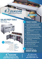 DSP72-20-S3 3-Door Commercial Food Prep Table Refrigerator in Stainless Steel