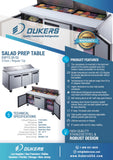 DSP72-20-S3 3-Door Commercial Food Prep Table Refrigerator in Stainless Steel