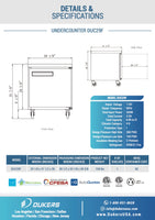 DUC29F Single Door Under-counter Freezer in Stainless Steel