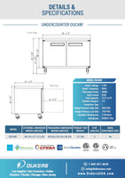 DUC48F 2-Door Under-counter Freezer in Stainless Steel