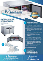 DUC48R 2-Door Under-counter Refrigerator in Stainless Steel