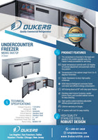DUC72F 3-Door Under-counter Commercial Freezer in Stainless Steel