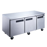 DUC72F 3-Door Under-counter Commercial Freezer in Stainless Steel